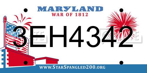 3EH4342 Maryland License Plate