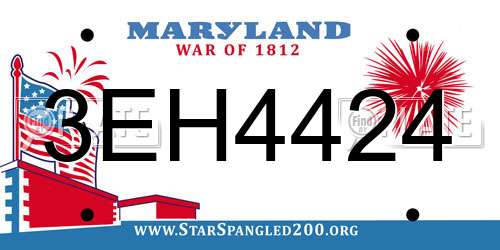 3EH4424 Maryland License Plate
