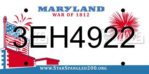 3EH4922 Maryland License Plate