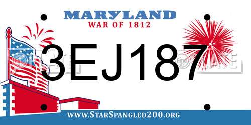 3EJ187 Maryland License Plate
