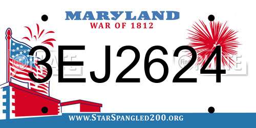 3EJ2624 Maryland License Plate