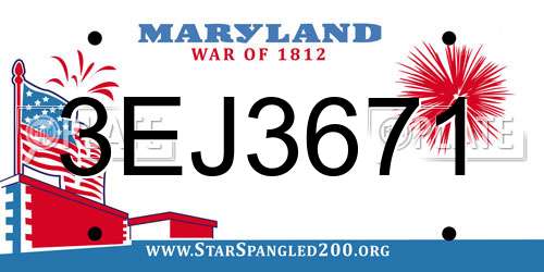 3EJ3671 Maryland License Plate