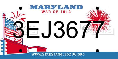 3EJ3677 Maryland License Plate