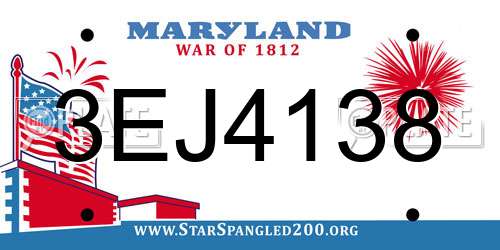 3EJ4138 Maryland License Plate