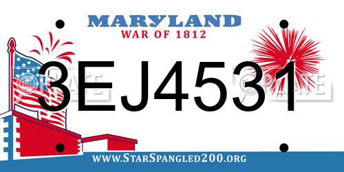 3EJ4531 Maryland License Plate