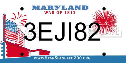 3EJI82 Maryland License Plate