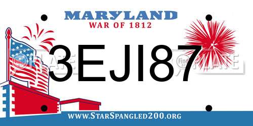 3EJI87 Maryland License Plate