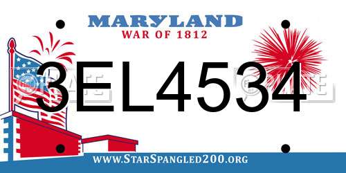 3EL4534 Maryland License Plate