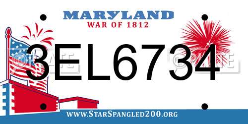 3EL6734 Maryland License Plate