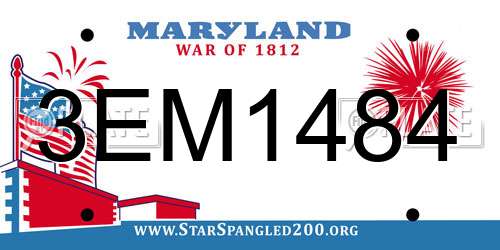 3EM1484 Maryland License Plate