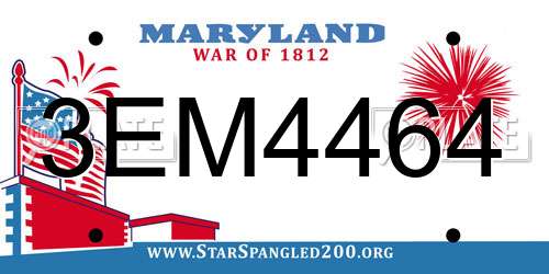 3EM4464 Maryland License Plate