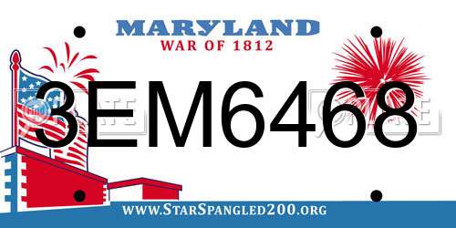 3EM6468 Maryland License Plate