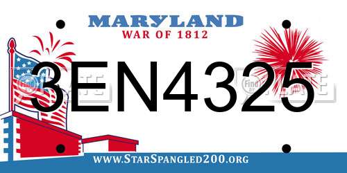 3EN4325 Maryland License Plate