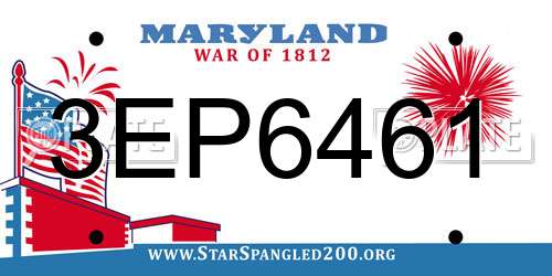 3EP6461 Maryland License Plate