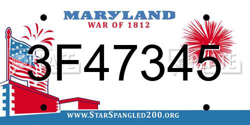 3F47345 Maryland License Plate