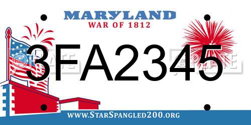 3FA2345 Maryland License Plate
