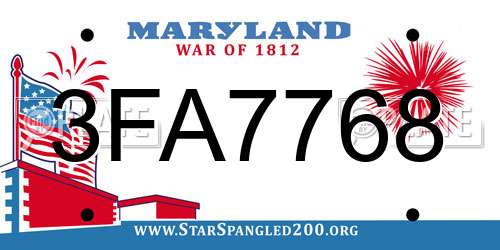 3FA7768 Maryland License Plate