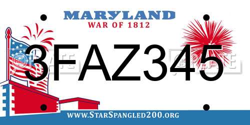 3FAZ345 Maryland License Plate