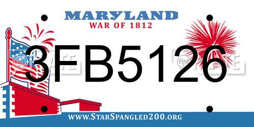 3FB5126 Maryland License Plate
