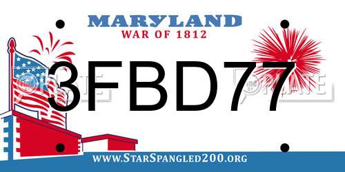 3FBD77 Maryland License Plate