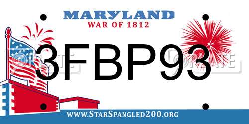 3FBP93 Maryland License Plate