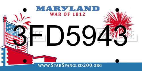 3FD5943 Maryland License Plate
