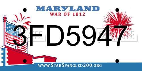 3FD5947 Maryland License Plate