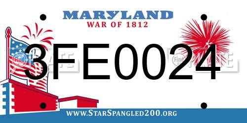 3FE0024 Maryland License Plate