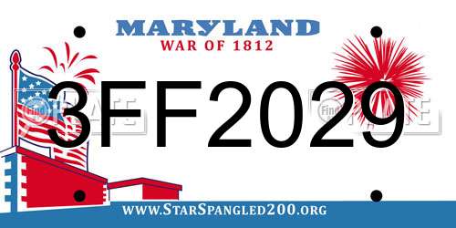 3FF2029 Maryland License Plate