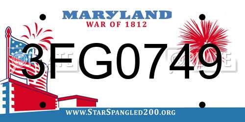 3FG0749 Maryland License Plate