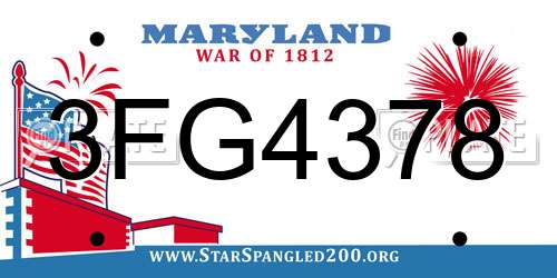 3FG4378 Maryland License Plate