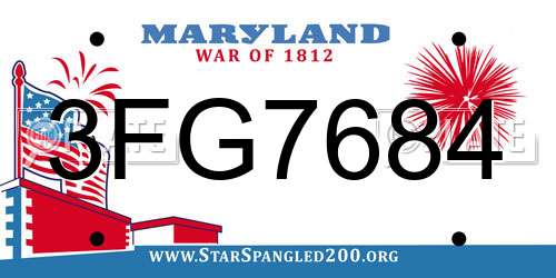 3FG7684 Maryland License Plate