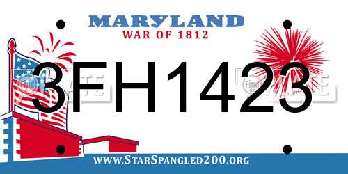 3FH1423 Maryland License Plate