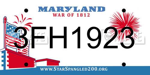 3FH1923 Maryland License Plate