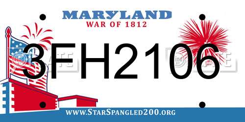 3FH2106 Maryland License Plate