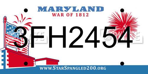 3FH2454 Maryland License Plate