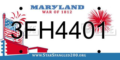 3FH4401 Maryland License Plate