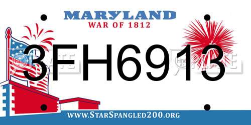 3FH6913 Maryland License Plate