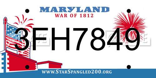3FH7849 Maryland License Plate