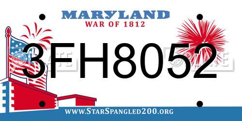 3FH8052 Maryland License Plate