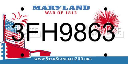 3FH9863 Maryland License Plate