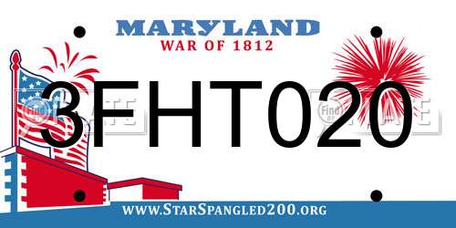 3FHT020 Maryland License Plate