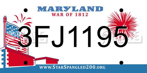 3FJ1195 Maryland License Plate