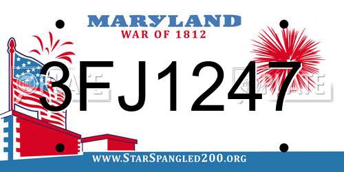 3FJ1247 Maryland License Plate