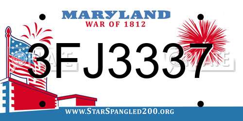 3FJ3337 Maryland License Plate