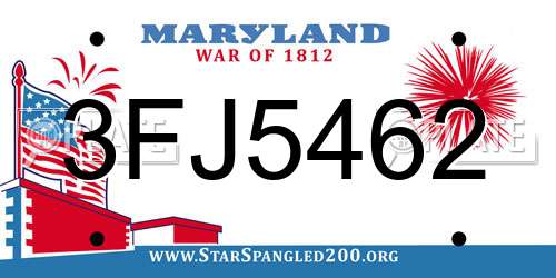 3FJ5462 Maryland License Plate
