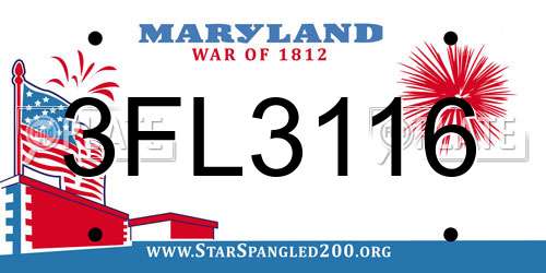 3FL3116 Maryland License Plate