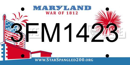 3FM1423 Maryland License Plate