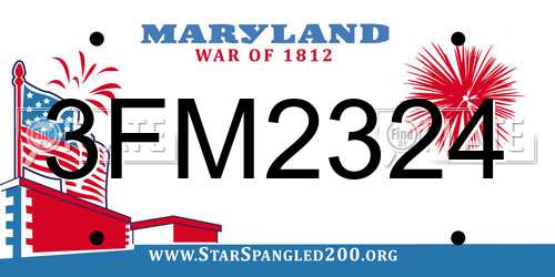 3FM2324 Maryland License Plate