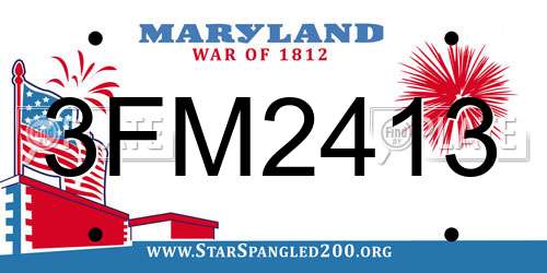 3FM2413 Maryland License Plate